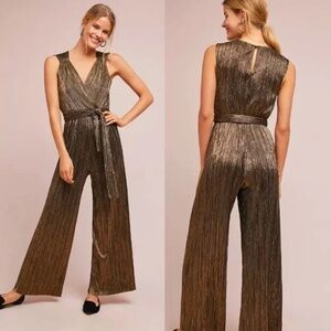 Anthropologie Gold and Black Jumpsuit (VANESSA VIRGINIA Pont Neuf)